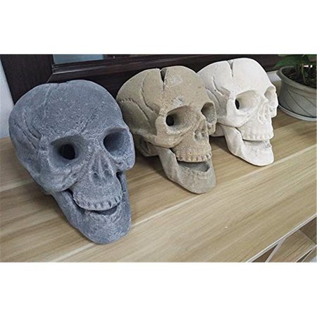 FLOWERS FIRST Human Skull Ceramic Wood Large Gas Fireplace Logs - White FL2641489